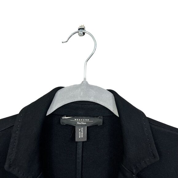 Weekend Max Mara Womens Knit Blazer Collared Two Button Vented Black Size M - Picture 3 of 6
